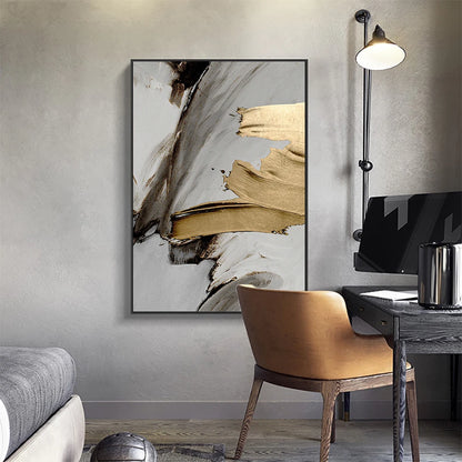 Abstract Gray & Golden Painting Wall Art