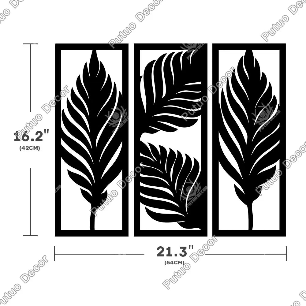 Tropical Leaves Line Art Plaque Set