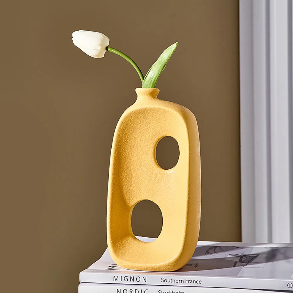 Circular Hollow Ceramic Flower Pot