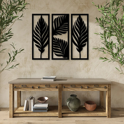 Tropical Leaves Line Art Plaque Set