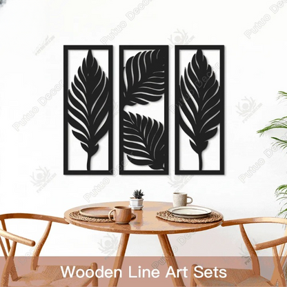 Tropical Leaves Line Art Plaque Set