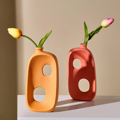 Circular Hollow Ceramic Flower Pot