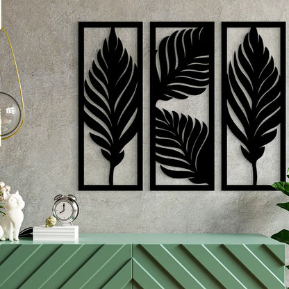 Tropical Leaves Line Art Plaque Set